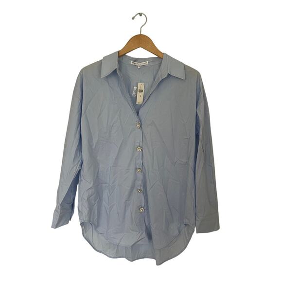 NWT English Factory Imitation Pearl Button-Up Cotton Shirt Size Medium - Picture 4 of 7